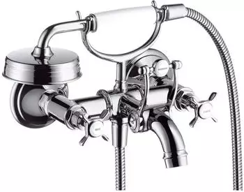 Axor Montreux Zweigriff-Wannenrandarmatur Aufputz mit Handbrause (brushed nickel, 16540820)