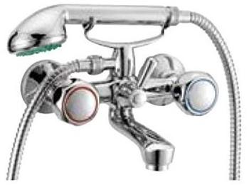 Fromac Badewannenarmatur mit Handbrause, FURA Griff weiß lackiert chrom 10166.005.C, 1210