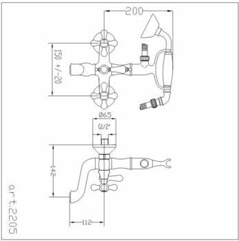 DEMM Badewannenarmatur, Zweigriff Sterling Nostalgie, kupfer, 04131.035.Y, 2205