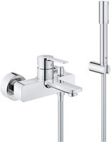 GROHE Lineare New Einhand-Wannenbatterie Aufputz mit Brausegarnitur, Badarmaturen,