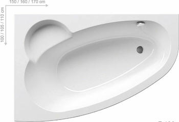 Ravak Asymmetrische Badewanne Asymmetric 160 x 105 cm Acrylat links weiß (ASY1600L)