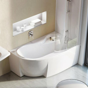 Ravak Asymmetrische Badewanne Rosa 150 x 95 cm Acrylat rechts weiß (RO15095P)