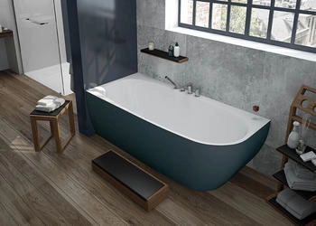 Hoesch iSensi Monolith eck asymmetrisch 190x90cm mit Schürze links Weiß-Grau (3855.112)