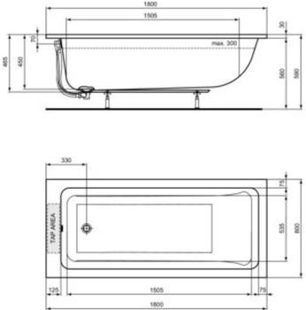 Ideal Standard La Dolce Vita Rechteck-Badewanne weiß (T540501)