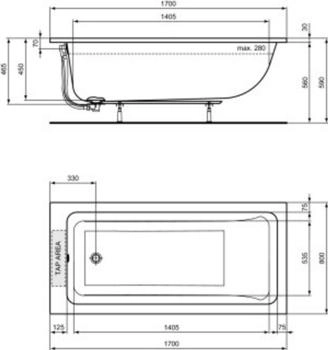 Ideal Standard La Dolce Vita Rechteck-Duo-Badewanne wei&szlig; (T540401)