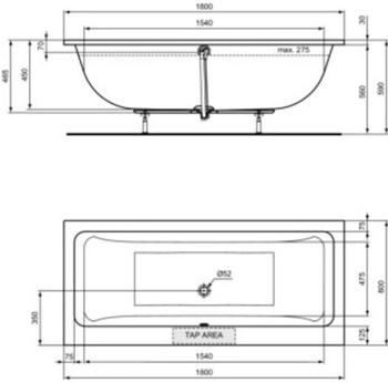 Ideal Standard La Dolce Vita Rechteck-Badewanne weiss (T540601)