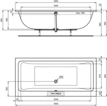 Ideal Standard La Dolce Vita Rechteck-Badewanne wei&szlig; (T540701)