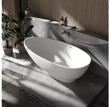 Bernstein Vigo Freistehende Badewanne Oval Mineralguss Weiß matt 170x85x52cm (VIGO)