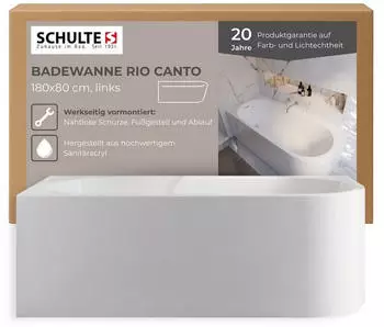Schulte Rio Canto Rechteckbadewanne 180x80cm links, Acryl wei&szlig; (D282161880-5-EC-4)