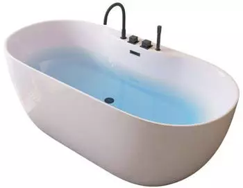 Home Deluxe LENI freistehende Badewanne 170x80x58cm 235L wei&szlig; mit schwarzer Armatur
