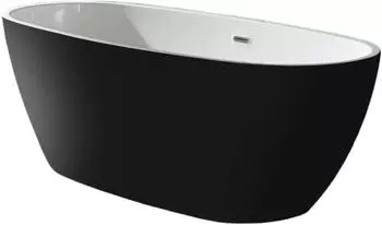 Sanotechnik Manhatten Freistehende Ovale Badewanne Kunststoff 170x82x60cm Schwarz/Wei&szlig; (G9030)