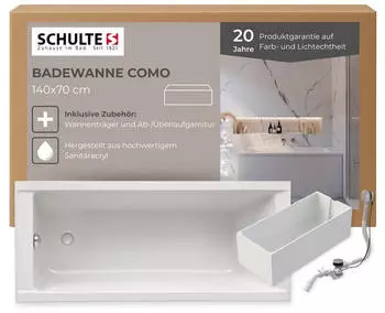 Schulte Como Körperform-Badewanne Sanitäracryl Weiß 140x70cm (D281351470-EC)