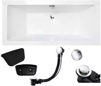 Badland QUADRO Rechteck-Badewanne Acryl mit Sch&uuml;rze, Wannentr&auml;ger & Ablauf (QUADRO)