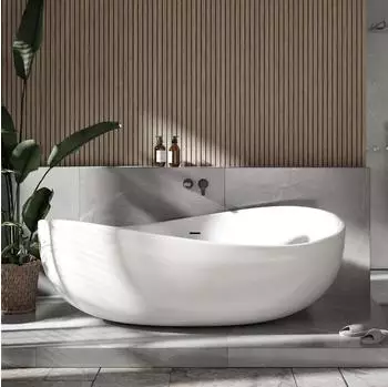 Bernstein Wave Freistehende Badewanne Acryl Wei&szlig; Gl&auml;nzend 180x110x62cm