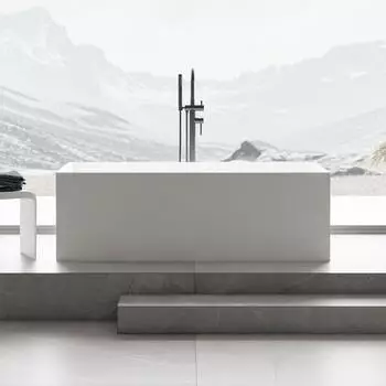 Bernstein Luna Stone Freistehende Badewanne Mineralguss Weiß Matt 170x72x55cm