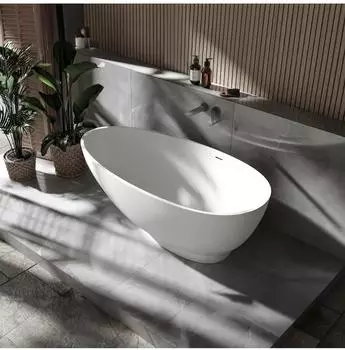 Bernstein Vigo Stone Freistehende Badewanne, Mineralguss, oval, Weiß matt, 150x75x52cm