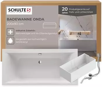 Schulte Onda Körperform-Badewanne Sanitäracryl Weiß 200x90cm (Onda)