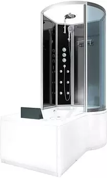 AcquaVapore K50-L32-WP Whirlpool Duschkabine mit Wanne 170x100cm, ESG-Sicherheitsglas, schwarz (K50-L32-WP)