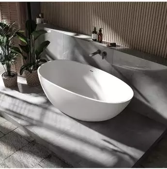 Bernstein Vela Freistehende Badewanne Oval Mineralguss Matt Wei&szlig; 150x76cm (VELA)