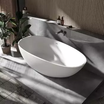 Bernstein VELA Freistehende Badewanne Mineralguss oval weiß matt 170x86cm