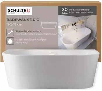 Schulte Rio Eckbadewanne Acryl wei&szlig; gl&auml;nzend 170x75cm (D282061775-EC)