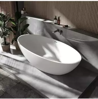 Bernstein Rio Stone Freistehende Badewanne Mineralguss Weiß 180x85x52cm (Rio Stone)