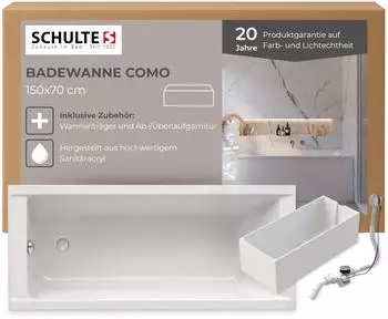 Schulte Como Körperform-Badewanne Sanitäracryl Weiß 150x70cm (D281351570-EC)