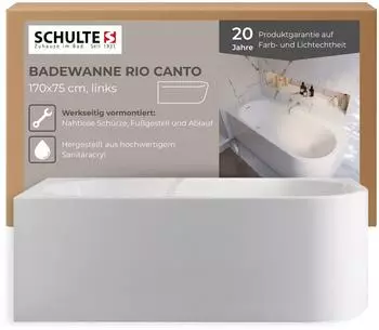 Schulte Rio Canto Badewanne links, Acryl, 170x75cm, wei&szlig; (D282161775-5-EC)