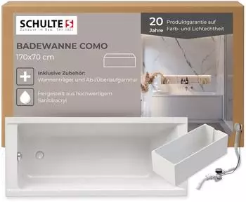 Schulte Como Körperform-Badewanne Sanitäracryl weiß 170x70cm (D281351770-EC)