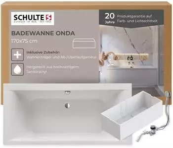 Schulte Onda Körperform-Badewanne Sanitäracryl weiß 170x75cm (Onda)
