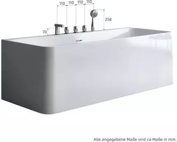 doporro Vicenza601 freistehende Badewanne 170x80x57cm, Acryl, wei&szlig; (V601s)