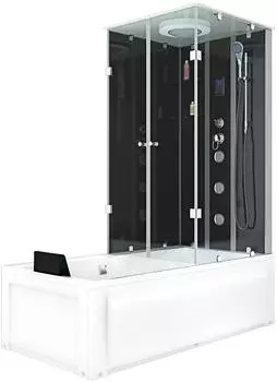 AcquaVapore Duschtempel K05-L30-WP-EC Whirlpool-Dusche 180x90cm, ESG-Sicherheitsglas, schwarz (K05-L30-WP-EC)