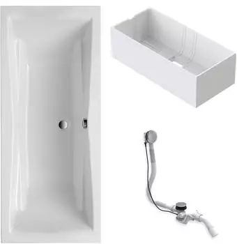 Schulte Idro Rechteckbadewanne 180x80cm weiß, Acryl, Komplett-Set (D282751880-EC-4)