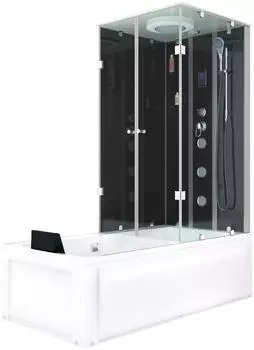 AcquaVapore Duschtempel Whirlpool-Kombination 180x90cm, ESG-Sicherheitsglas, schwarz (K05-L31-WP-EC)