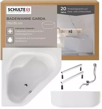 Schulte Garda Eckbadewanne Sanitäracryl weiß glänzend 135x135cm