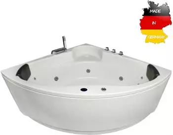 Basera Futuna Basic Eck-Whirlpool-Badewanne 140x140cm, 13 Massagedüsen, LED (BA3005016)
