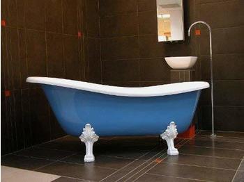 Casa Padrino Freistehende Luxus Badewanne Jugendstil Roma Hellblau/Weiß/Weiß 1470mm - Barock Antik Stil