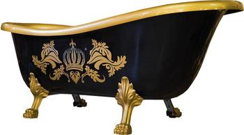 Casa Padrino Pompöös by Casa Padrino Luxus Badewanne Deluxe freistehend von Harald Glööckler SchwarzGoldSchwarz 1470mm mit goldfarbenen Löwenfüssen