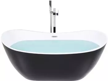 Beliani Badewanne freistehend schwarz oval 170 cm ANTIGUA