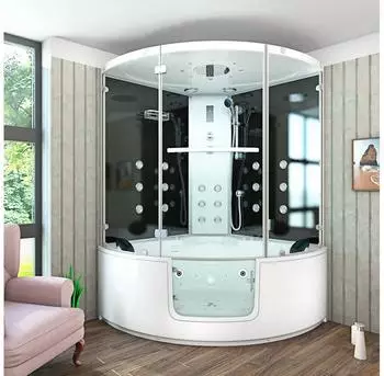 SeniorBad GmbH Whirlpool Duschkabine Wanne Sauna Dusche K60-SW-EH-EC-SC 140x140cm Schlauchreinigung+Scheibenversiegelung