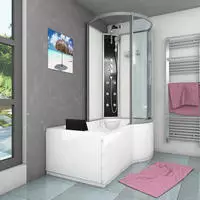 Kombination Badewanne Dusche K50-l02-ec Duschtempel 170x100 Cm