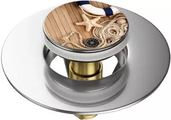 Sanilo Pop-Up Waschbeckenst&ouml;psel &bdquo;Maritime" Beige, Rund, 340-380mm