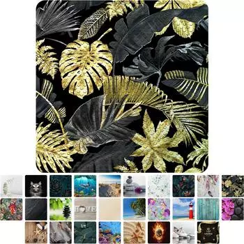 Sanilo Golden Leaves Badematte, Kunststoff PVC, quadratisch, 53x53cm