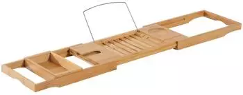 HomCom Badewannenablage verstellbar 70-105cm, Bambus, braun