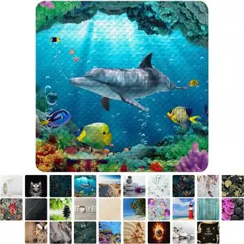 Sanilo Badematte "Delphin Korallen" blau, quadratisch, 53x53cm