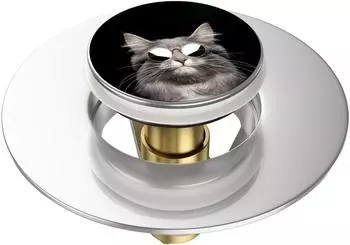 Sanilo Pop-Up Waschbeckenst&ouml;psel "Cool Cat", rund, schwarz