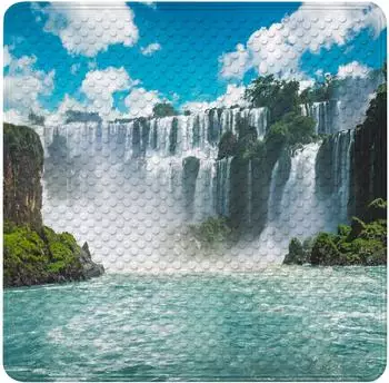 Sanilo Badematte &bdquo;Wasserfall" quadratisch, blau, 53x53cm