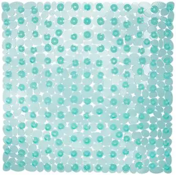 Relaxdays Duschmatte Steinoptik, PVC, quadratisch 53x53cm, türkis