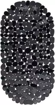 Relaxdays Badewannenmatte Steinoptik, rutschfest, oval 36x68cm, schwarz
