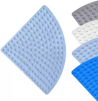 LuxusKollektion Eckduschmatte dreieckig hellblau 70x70cm PVC mit Saugnäpfen
